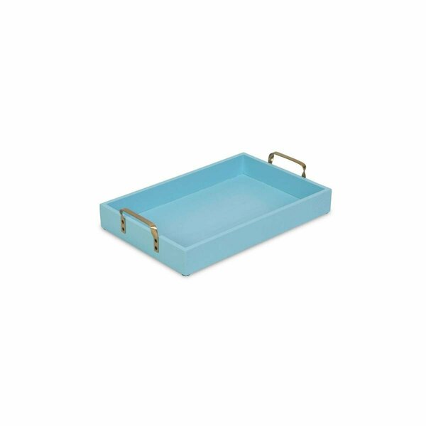 H2H Baby Blue Wood Tray with Side Gold Handles H22847614